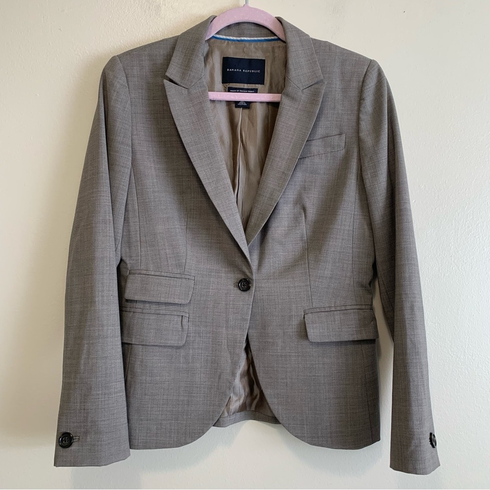 Banana Republic Taupe Gray Women's Tailored Blazer